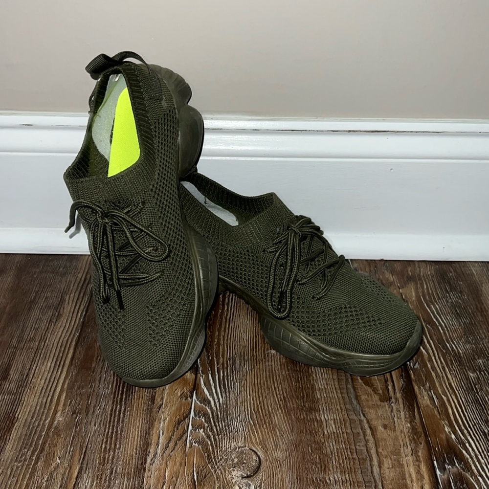 Plain green athletic shoes